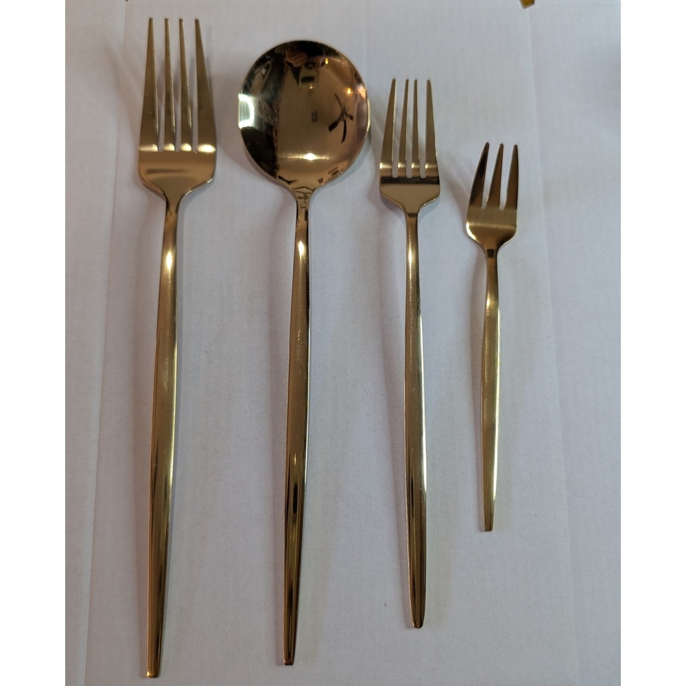 Unbranded‎ Gold Stainless Steel Large Set 72 Flatware Spoons, Forks (3 sizes)